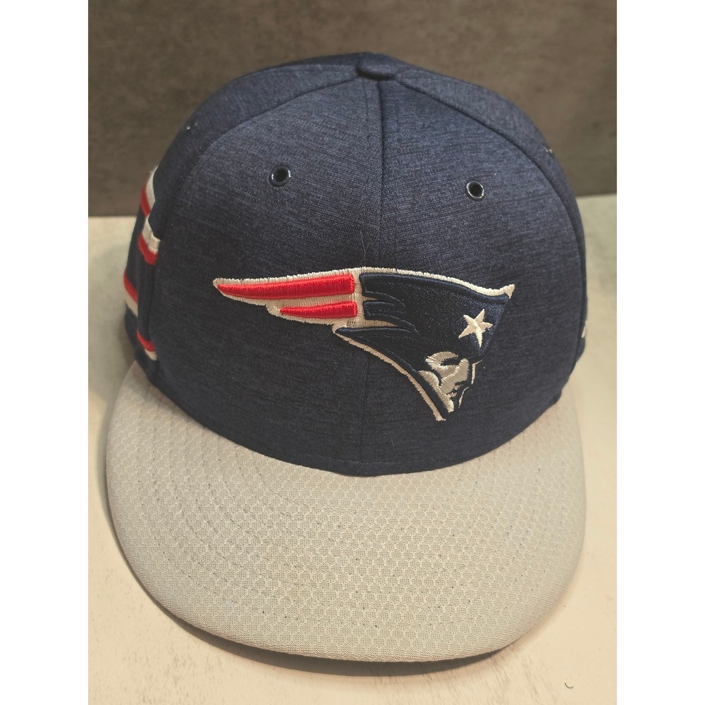 New England Patriots New Era 59FIFTY Fitted Hat Navy Blue Grey NFL Cap Mens